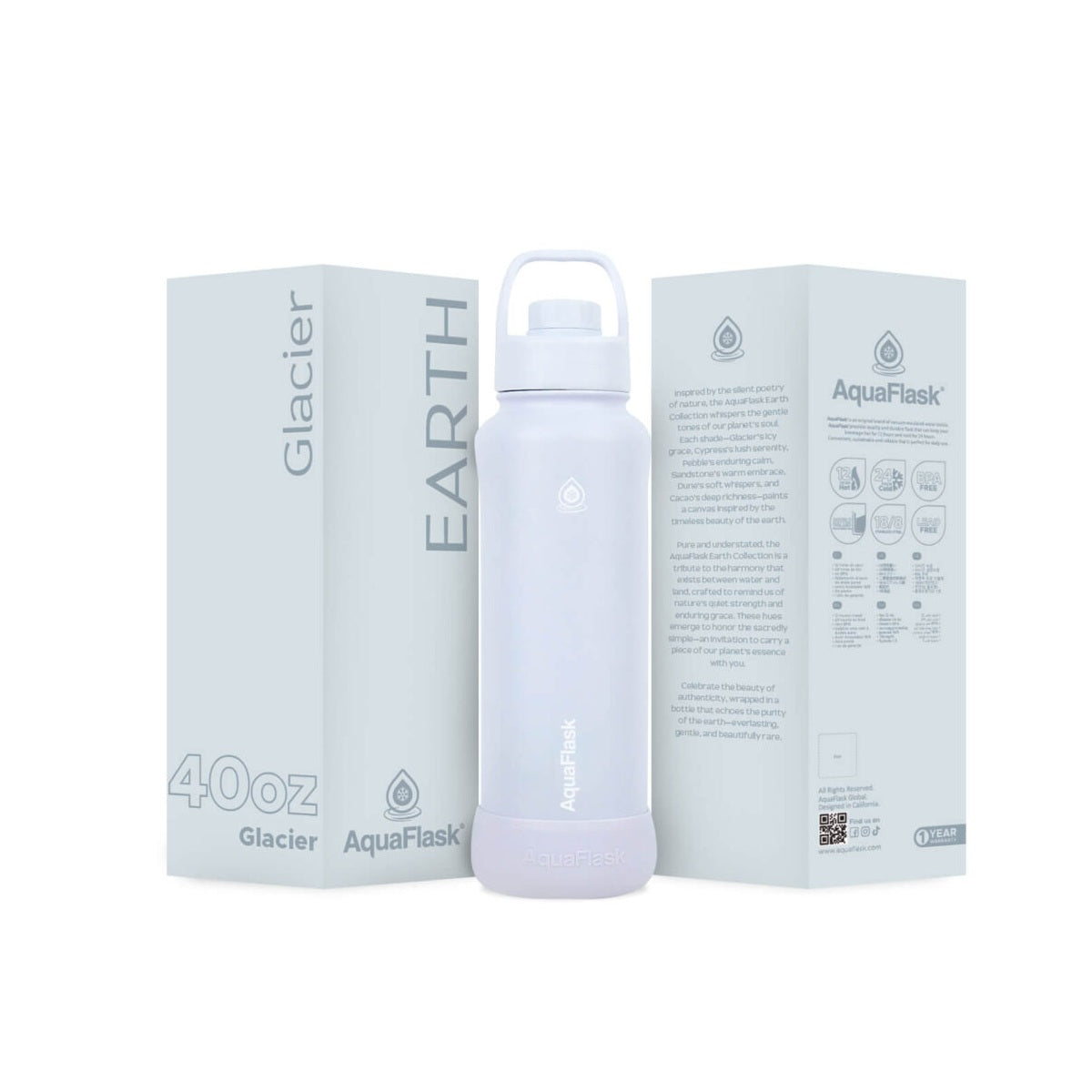 AquaFlask Earth Collection 40oz Insulated Stainless Steel Water Bottle – Hot & Cold, Leak-Proof, Reusable