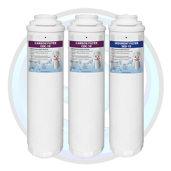 Aqfilters 10" RO Dechlorinator Purifier Filter Set – FCPS5/2FCCBL-G – Sediment & Carbon Block