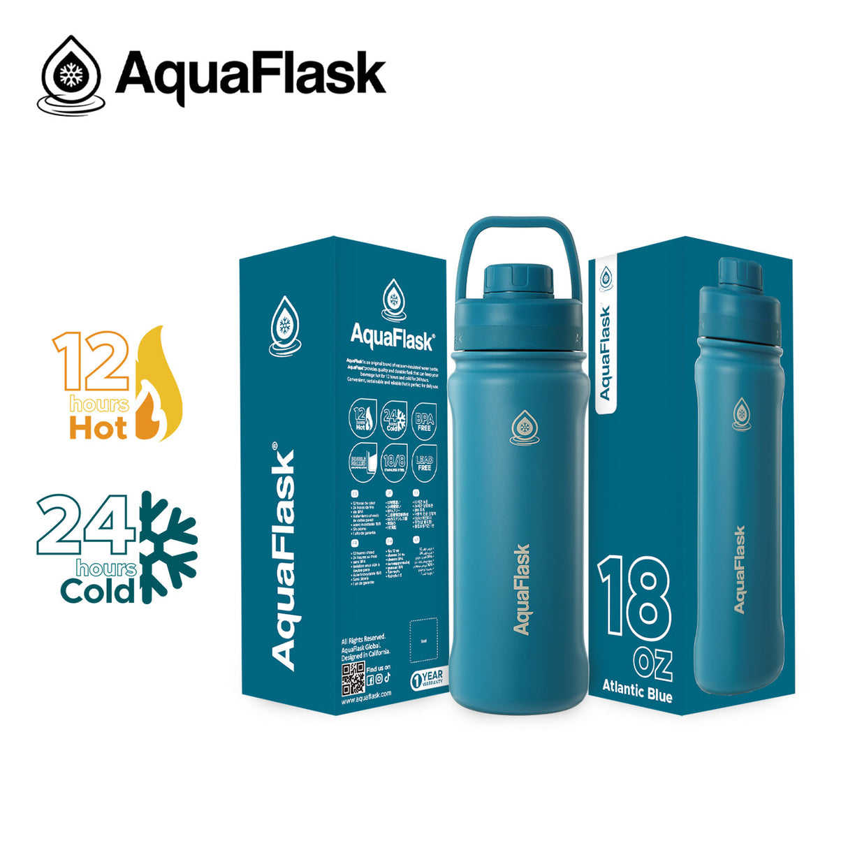 AquaFlask Original Vacuum Insulated Water Bottles 530ml (18oz)