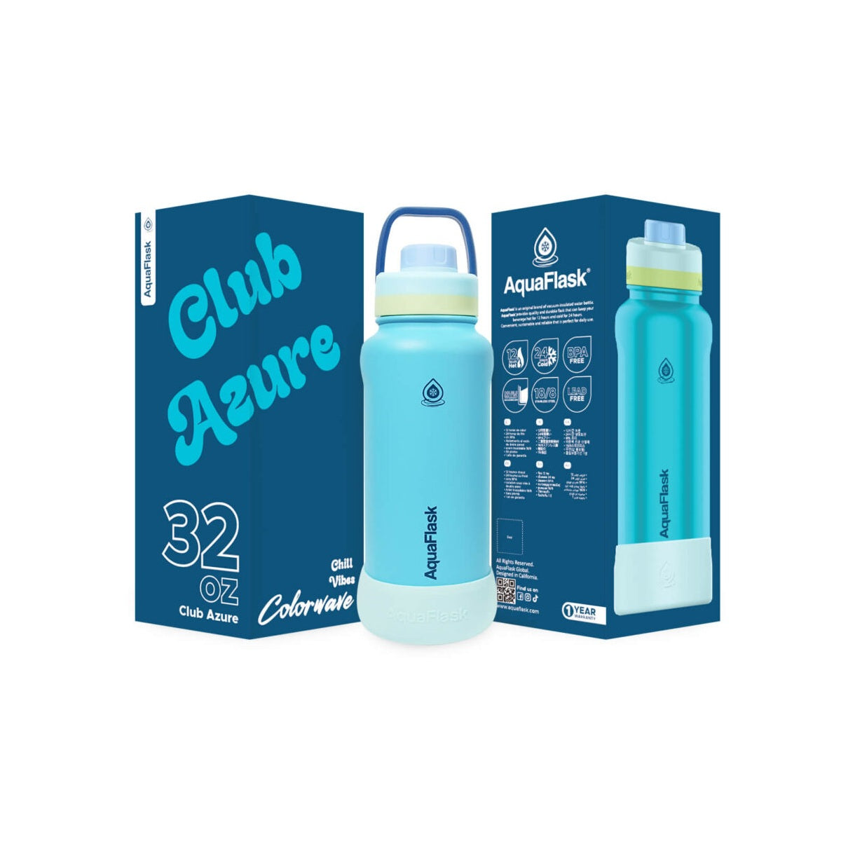 Aqua Flask Colorwave 32oz – Stainless Steel, Vacuum Insulated, Hot & Cold, Leak Proof, Travel & Office Bottle