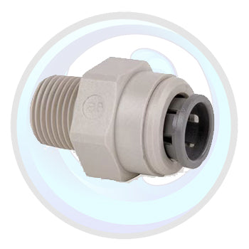 PI011222SS | John Guest Acetal Gray Male Connector 3/8" QC x 1/4" NPTF