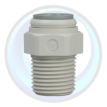 PI011222SS | John Guest Acetal Gray Male Connector 3/8" QC x 1/4" NPTF