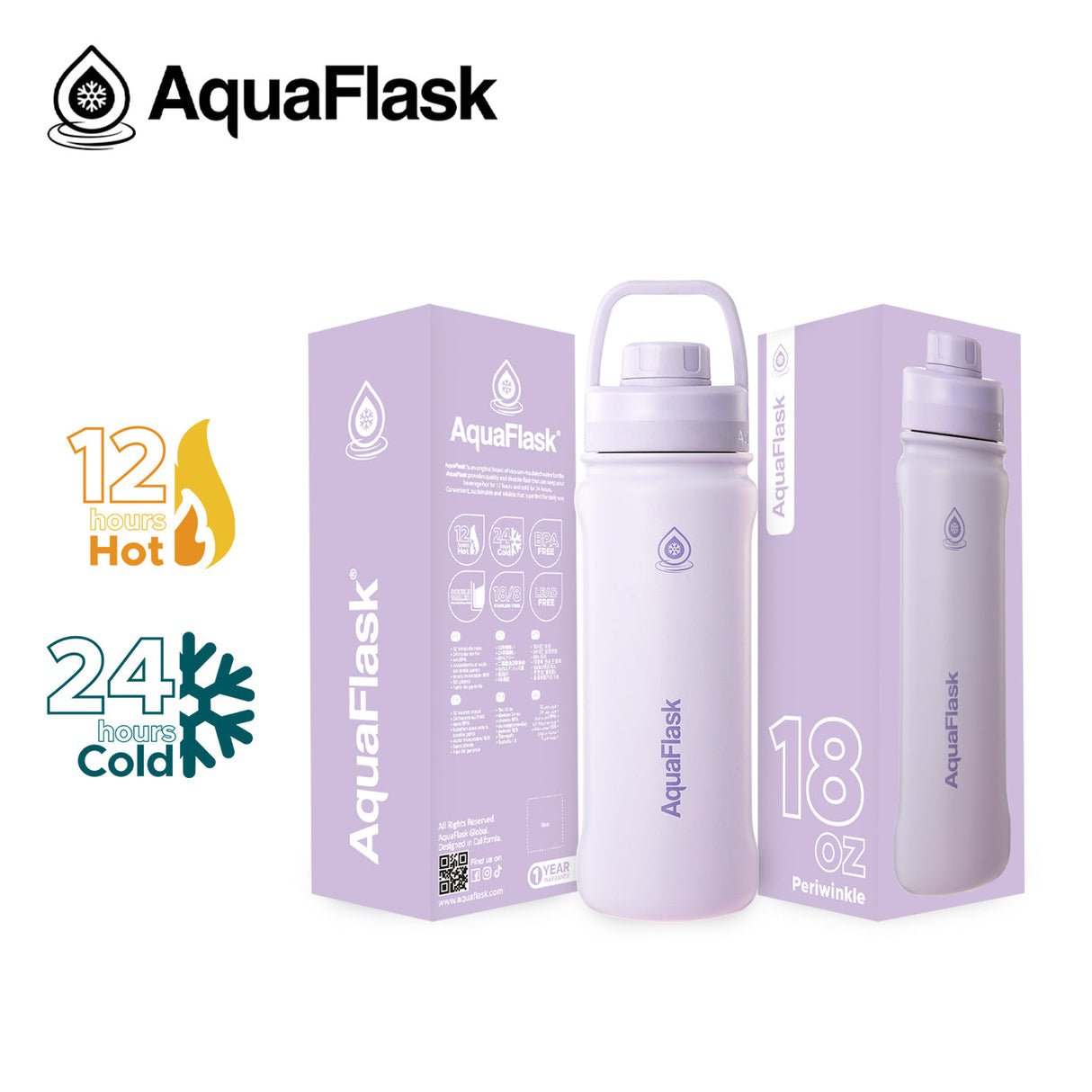 AquaFlask Original Vacuum Insulated Water Bottles 530ml (18oz)