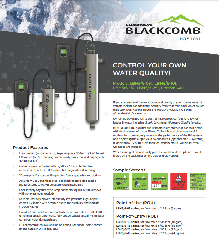 LBH5-101 | Luminor Blackcomb-HO Crossover Ultraviolet (UV) Disinfection System
