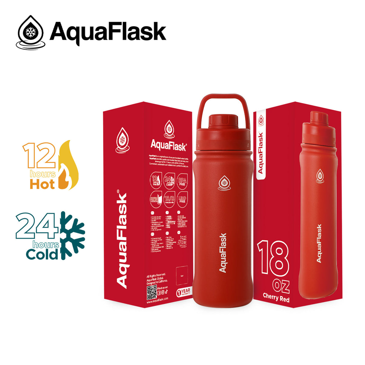 AquaFlask Original Vacuum Insulated Water Bottles 530ml (18oz)