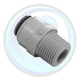 PI011222SS | John Guest Acetal Gray Male Connector 3/8" QC x 1/4" NPTF