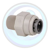 PI011222SS | John Guest Acetal Gray Male Connector 3/8" QC x 1/4" NPTF