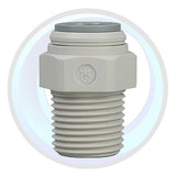 PI011222SS | John Guest Acetal Gray Male Connector 3/8" QC x 1/4" NPTF