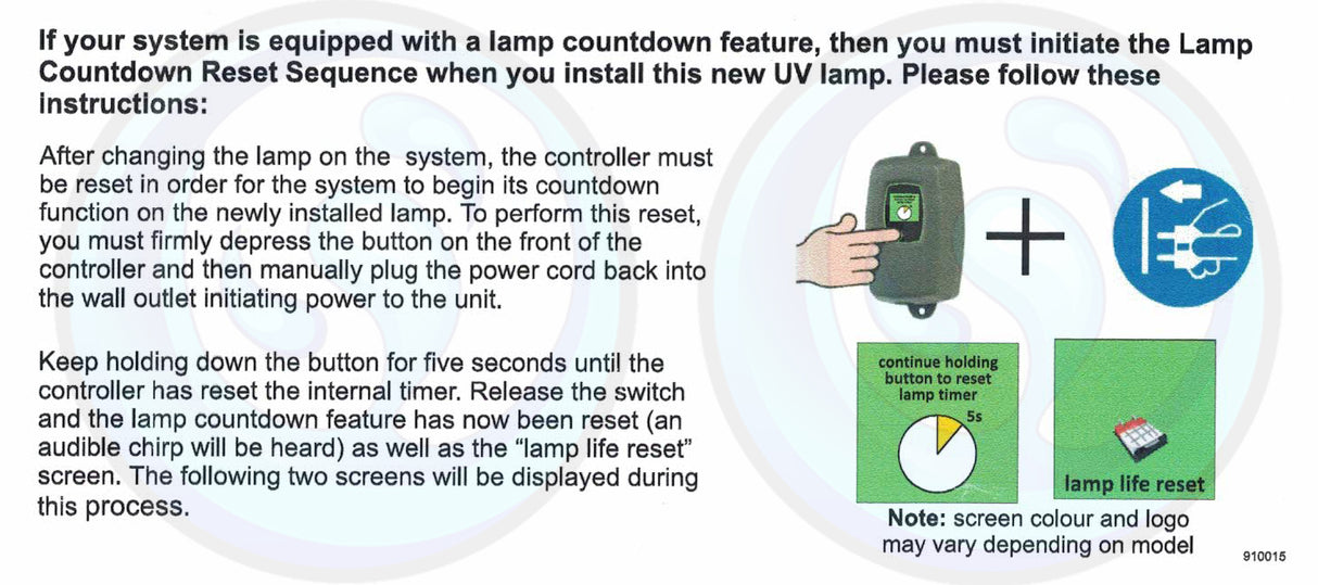 Reset Instructions for Lamp Replacements