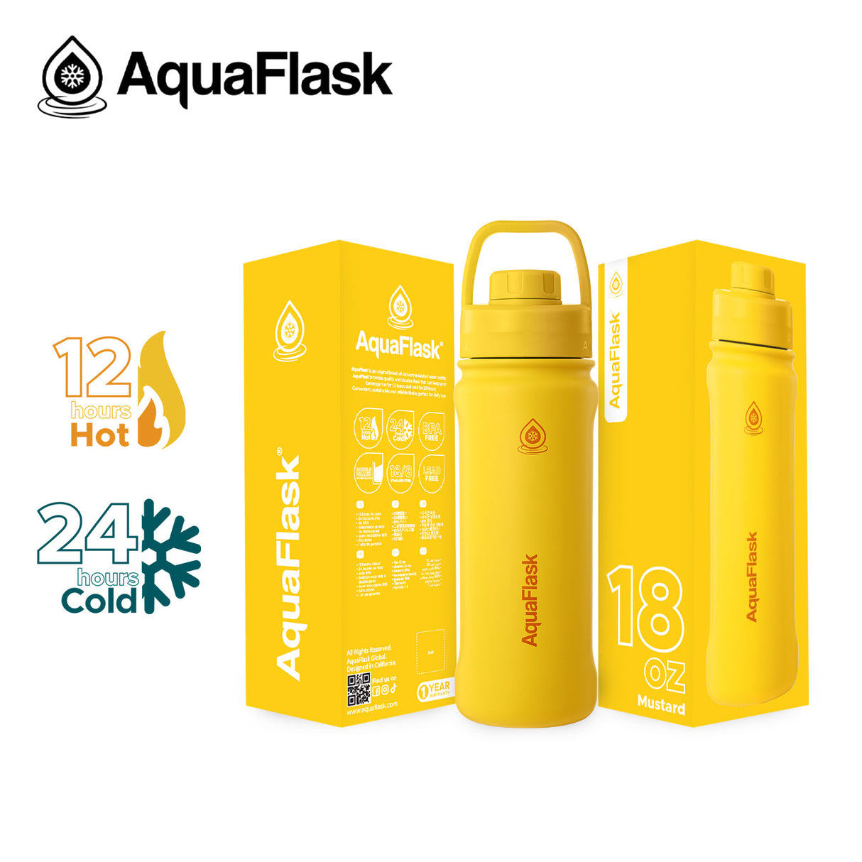 AquaFlask Original Vacuum Insulated Water Bottles 530ml (18oz)