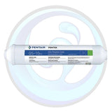 Pentair Pentek GS-10 PA water pressure fade replacement filter cartridge, shown horizontally against a white circular background with a light blue graphic.