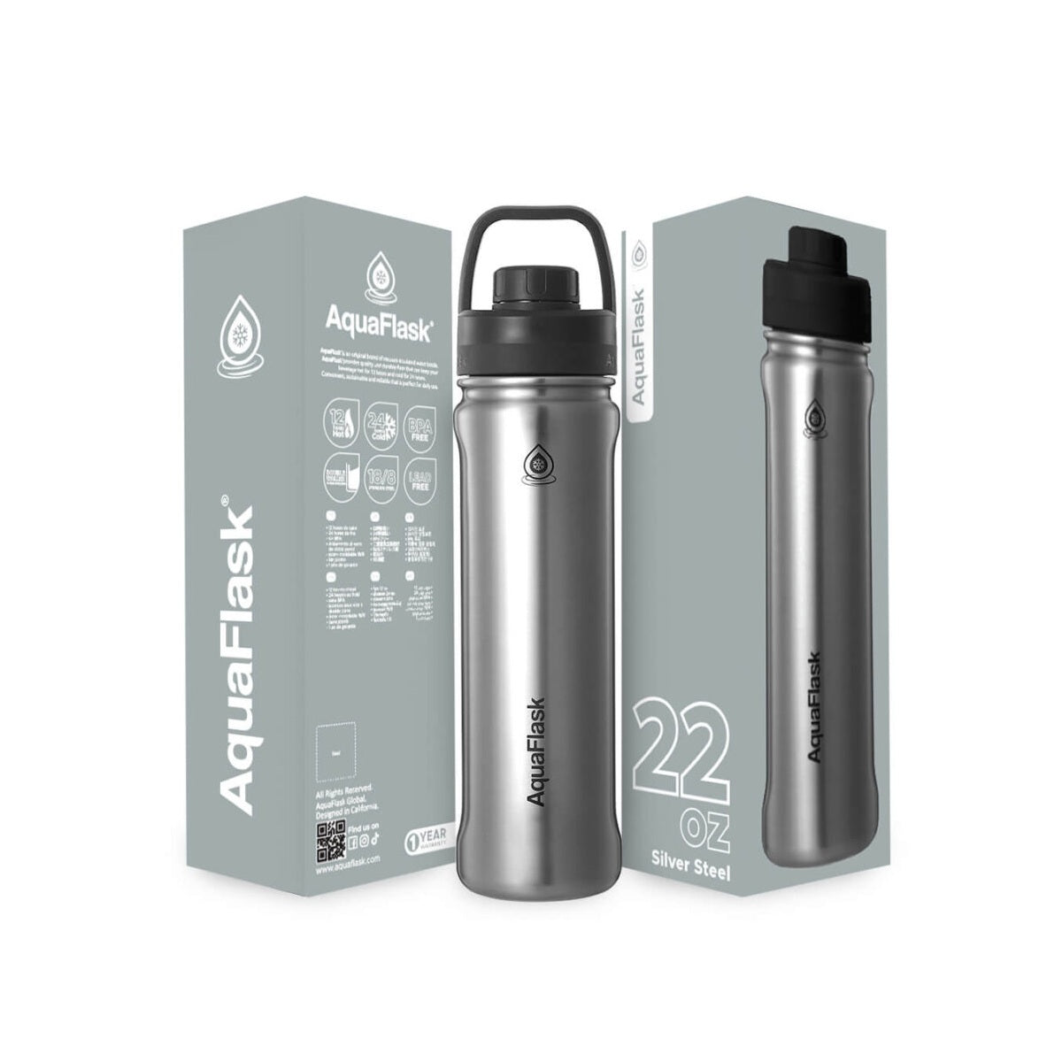 AquaFlask Sports Bottle 650ml (22oz) – Vacuum Insulated, Leak-Proof, BPA-Free