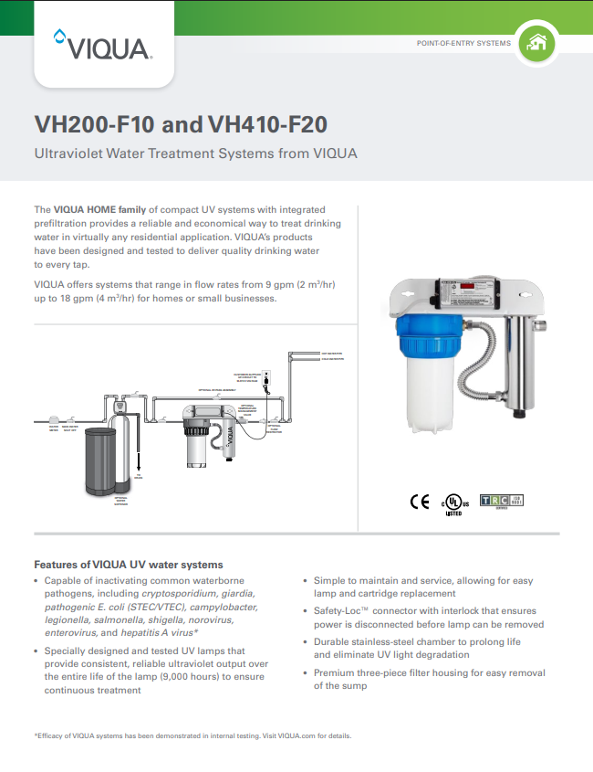 VH200-F10 | Viqua Sterilight 9GPM Integrated Home Ultraviolet (UV) Disinfection System