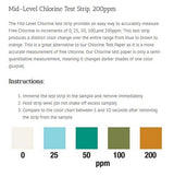 Precision Laboratories | Mid Level Chlorine Test Strip | 0-200 ppm | CHL-200