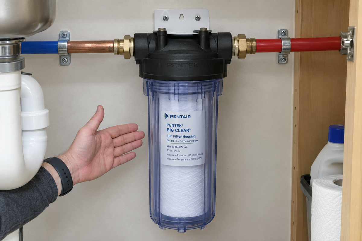 Installed View – Pentek Housing Under Sink